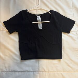 Zara Black Ribbed Women's Top